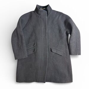 J.Crew Cocoon Coat in Black Italian Stadium-Cloth Wool Jacket Nello Gori Size 18